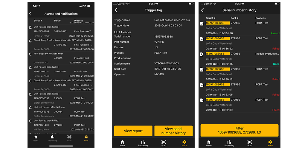 Alarms in the WATS app