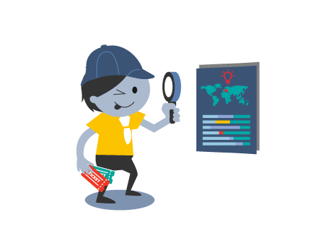 Illustration for WATS Ticketing system. A man with tickets in his hand.