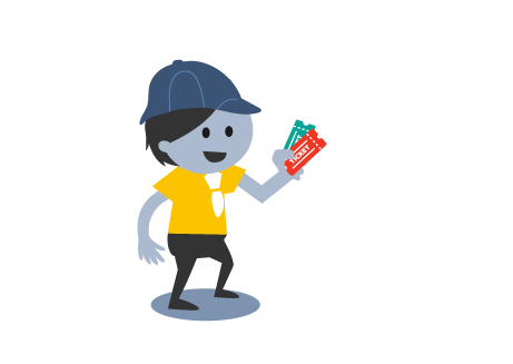 Illustration of a man with tickets